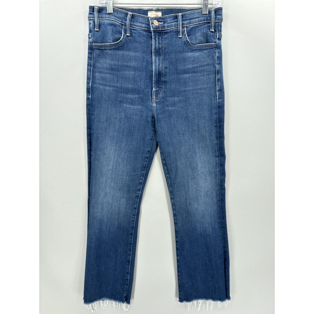 Mother Jeans Womens 31 Blue The Hustler Ankle Fray High Rise Crop Denim USA